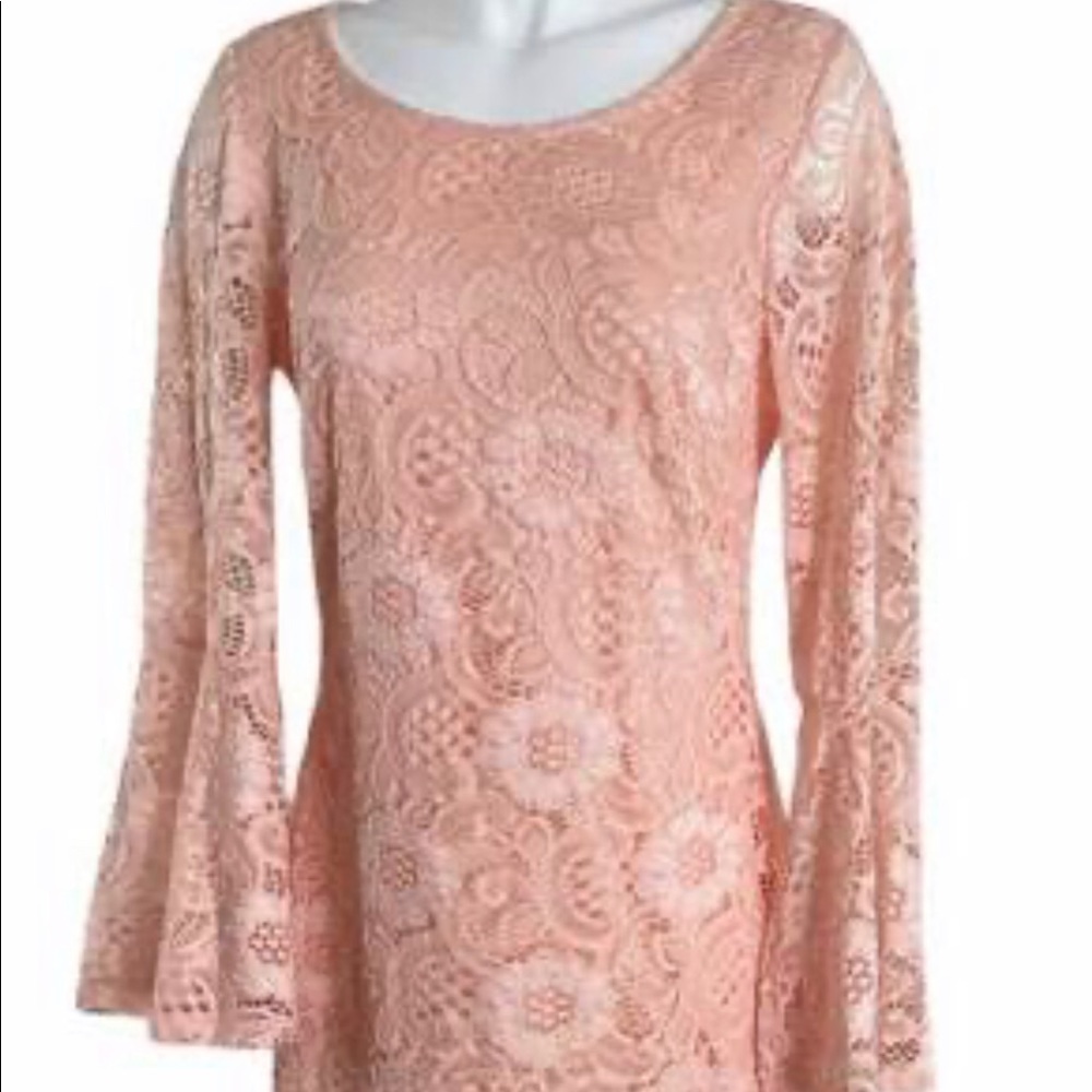 Peach Lace overlay dress size petite medium